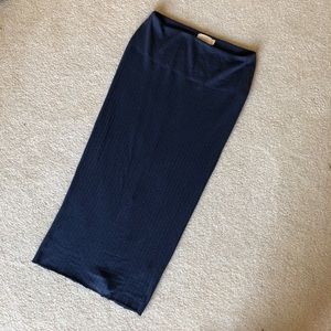 NATION LTD BLUE RIBBED KNIT PENCIL SKIRT